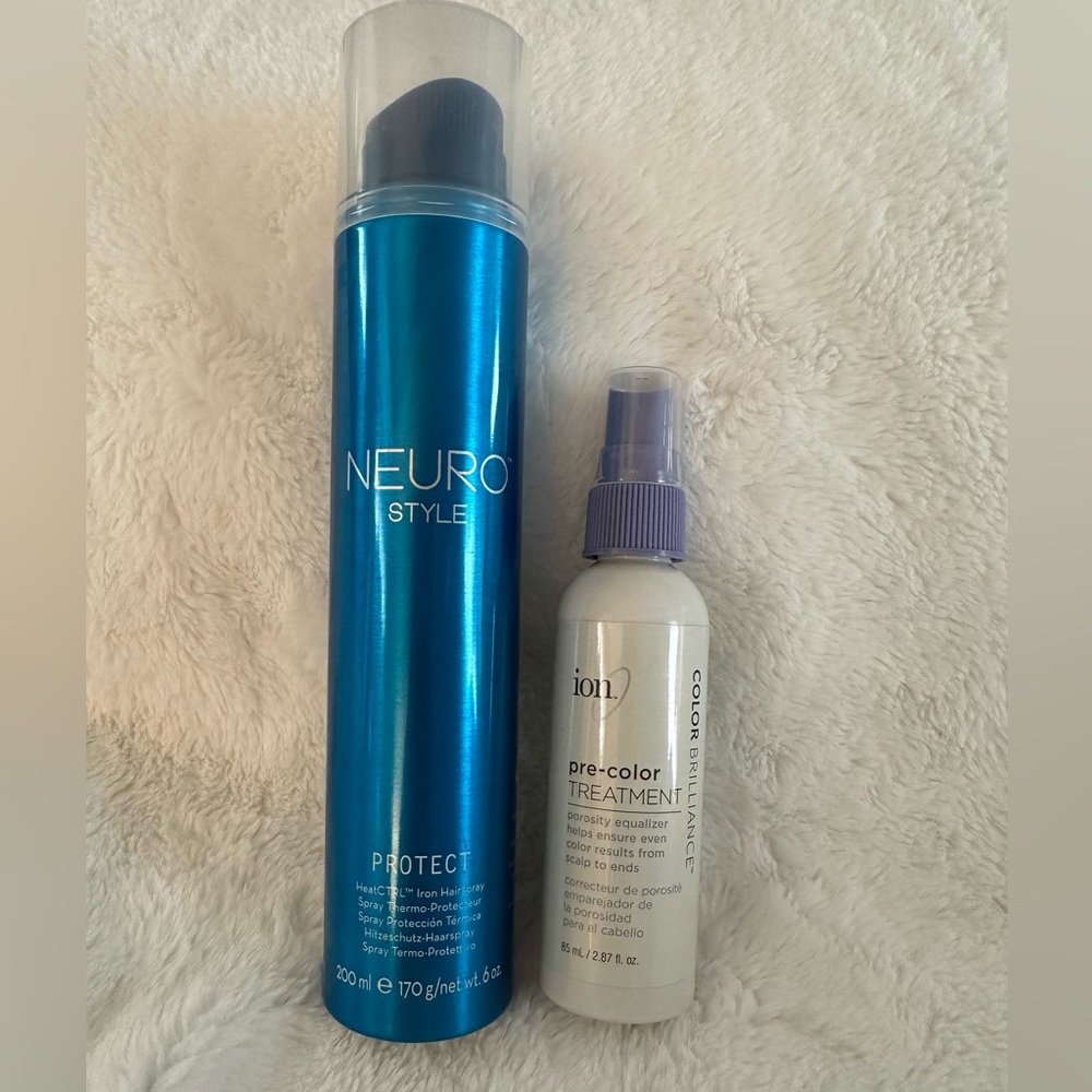 Two items: Neuro Style thermo-protection spray & Ion pre-color treatment.